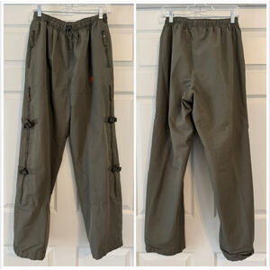 Vintage Y2K Athletic Works Olive Cargo Pants M with Orange Accents
